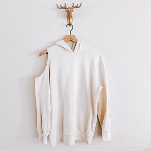 Future Collective Men's Beige Cold Shoulder Hoodie Hooded Sweater Size Medium